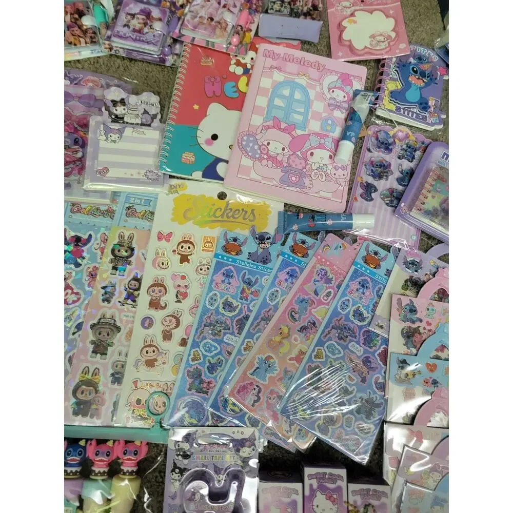 GIGANTIC!!! Sanrio Disney Stationery Set Kuromi My Melody Stitch 70 New Kpop